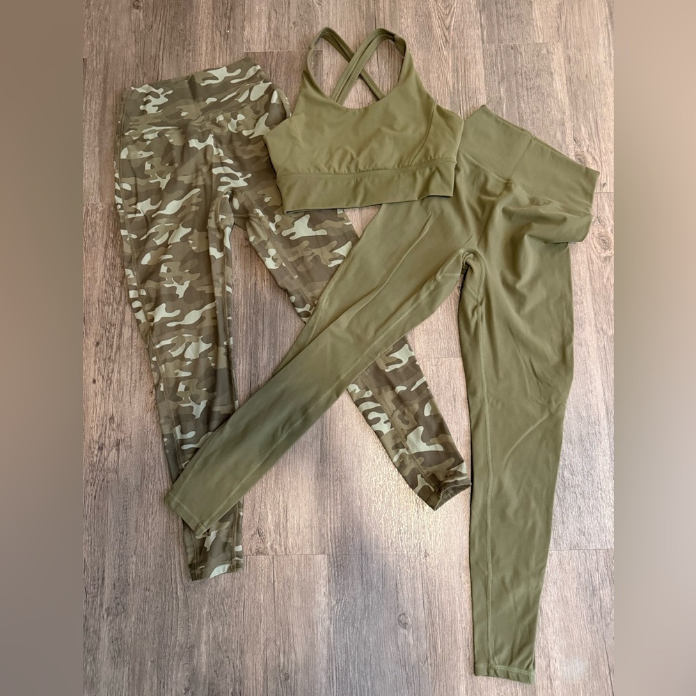 BuffBunny Grounded Dark Olive Set: Legacy Leggings (S) Rosa Sports Bra (M) NWOT